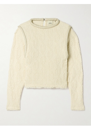 Isabel Marant - Ladiva Leather-trimmed Cable-knit Wool-blend Bouclé Sweater - Ecru - FR34,FR36,FR38,FR40,FR42,FR44