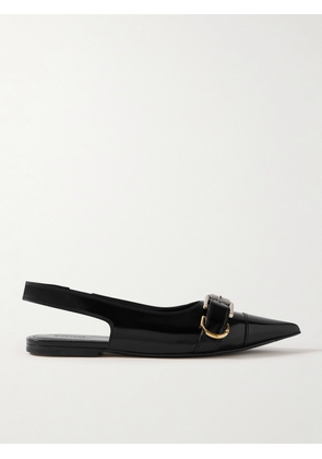 Givenchy - Voyou Buckled Leather Slingback Point-toe Flats - Black - IT35,IT36,IT37,IT37.5,IT38,IT38.5,IT39,IT39.5,IT40,IT40.5,IT41