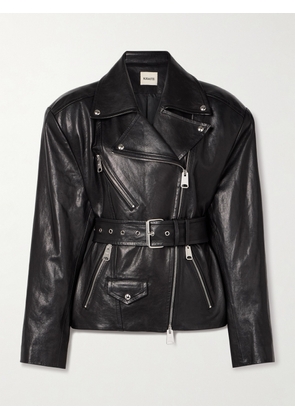 KHAITE - Fabbie Belted Leather Biker Jacket - Black - US0,US2,US4