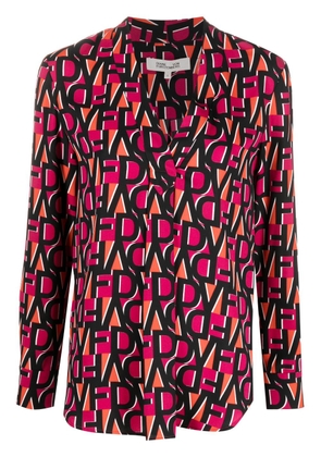 DVF Diane von Furstenberg monogram-print long-sleeve blouse - Pink