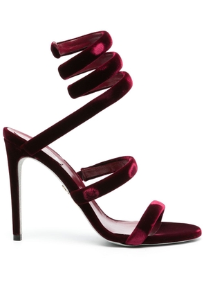 René Caovilla Cleo 110mm velvet-finish sandals - Red
