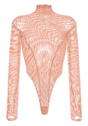 Mugler star-print mesh bodysuit - Neutrals