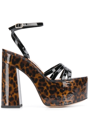 Gianvito Rossi leopard varnished sandals - Black