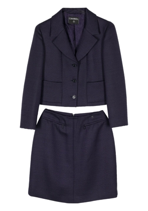 CHANEL Pre-Owned 2001 striped wool-blend skirt suit - Purple