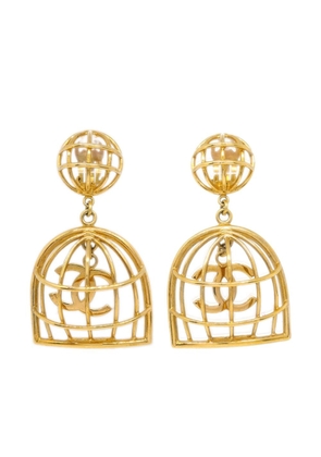CHANEL Pre-Owned 1993 CC birdcage clip-on earrings - Gold