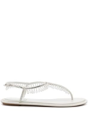 René Caovilla crystal-embellished sandals - White