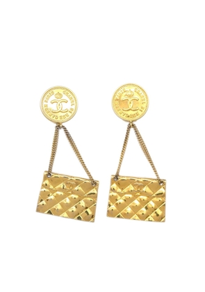 CHANEL Pre-Owned 1990-2000 Classic Flap dangle clip-on earrings - Gold