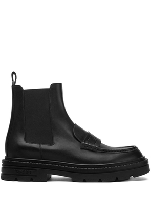 Versace Adriano leather loafer boots - Black