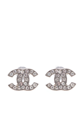 CHANEL Pre-Owned 2009 silver plated CC rhinestone stud earrings