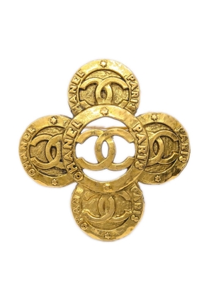 CHANEL Pre-Owned 1993 CC logo-embossed brooch - Gold