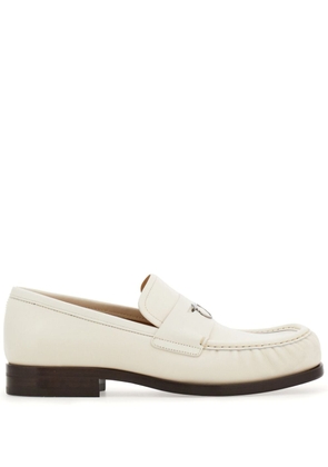 Ferragamo Gancini-plaque leather loafers - White