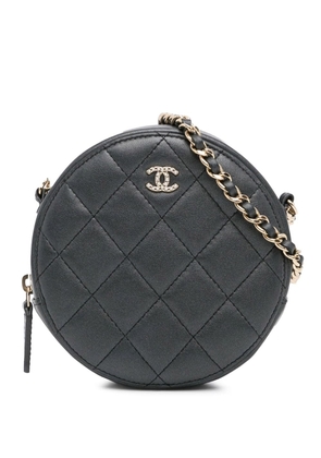 CHANEL Pre-Owned 2020 Quilted Lambskin Round Pearl Clutch with Chain crossbody bag - Black