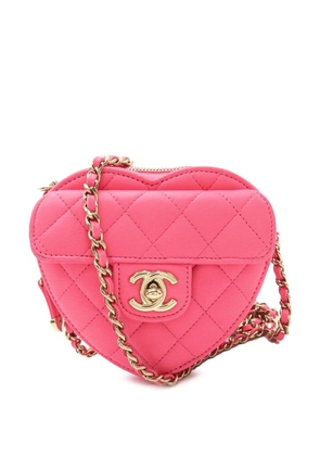 CHANEL Pre-Owned 2021 Mini Lambskin CC in Love Heart crossbody bag - Pink