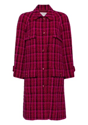 CHANEL Pre-Owned 1995 raglan sleeves checkered tweed coat - Pink