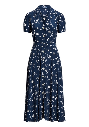 Polo Ralph Lauren floral-print belted shirt dress - Blue