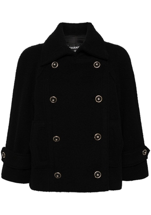 CHANEL Pre-Owned four-leaf clover buttons double-breasted coat - Black