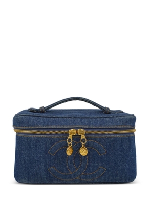 CHANEL Pre-Owned 1997 CC stitch Vanity denim handbag - Blue