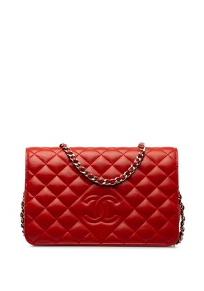 CHANEL Pre-Owned 2013-2014 Diamond CC Lambskin Wallet on Chain crossbody bag - Red