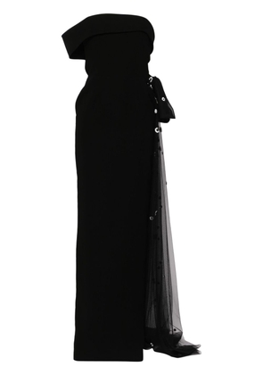 Saiid Kobeisy floral-appliqué off-shoulder gown - Black