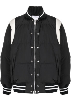 sacai striped-edge padded bomber jacket - Black