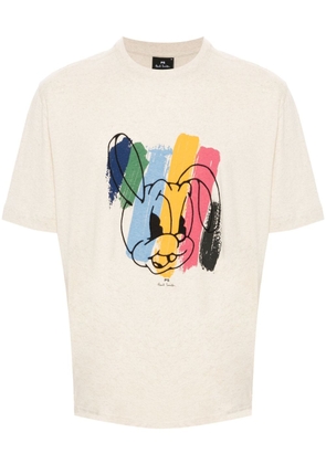 PS Paul Smith rabbit-embroidered cotton-blend T-shirt - Neutrals
