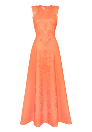 Saiid Kobeisy floral-detail neoprene gown - Orange