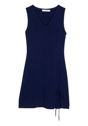 Christian Dior Pre-Owned decorative lace-up sleeveless minidress - Blue