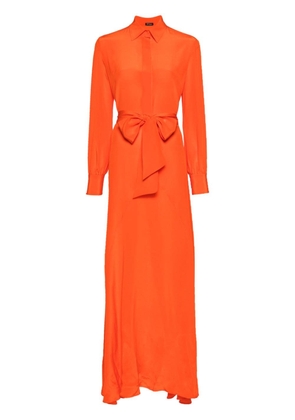 Kiton silk belted maxi dress - Orange