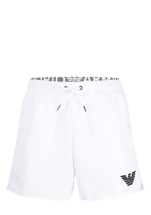 Emporio Armani logo-print drawstring swim shorts - White