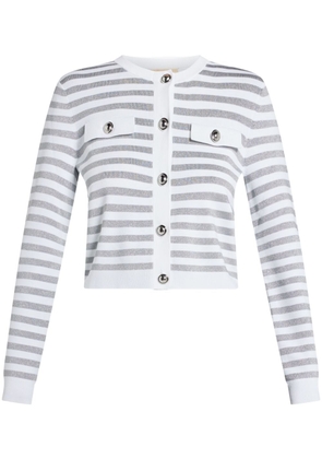 Michael Kors striped intarsia-knit cardigan - White