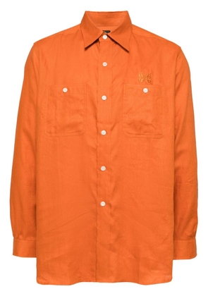 Needles butterfly-embroidery linen shirt - Orange