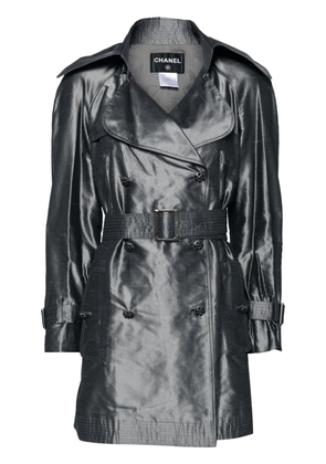 CHANEL Pre-Owned 2008 double-breasted silk trench coat - Grey