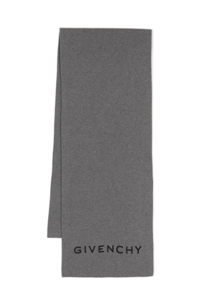 Givenchy logo-embroidered knitted scarf - Grey