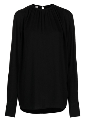 TOTEME gathered neck ripple-effect blouse - Black
