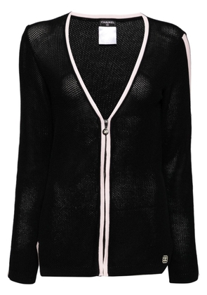 CHANEL Pre-Owned 2003 zip-up open-knit cardigan - Black