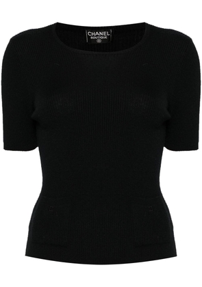 CHANEL Pre-Owned 1997 ribbed cashmere-silk T-shirt - Black