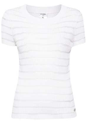 CHANEL Pre-Owned 2000s striped knitted T-shirt - White
