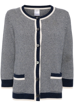 CHANEL Pre-Owned 2008 zigzag cashmere cardigan - Blue