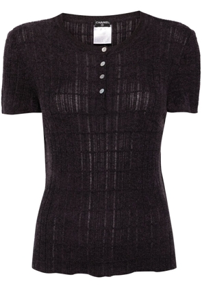 CHANEL Pre-Owned 2001 cotton-cashmere knitted top - Purple