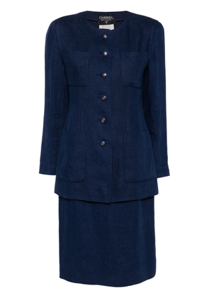 CHANEL Pre-Owned 1993 linen skirt suit - Blue