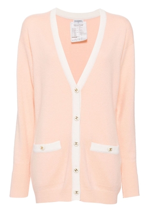 CHANEL Pre-Owned 1994 contrast-trim cashmere cardigan - Pink