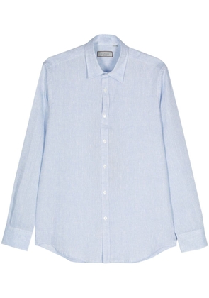 Canali long-sleeve linen shirt - Blue