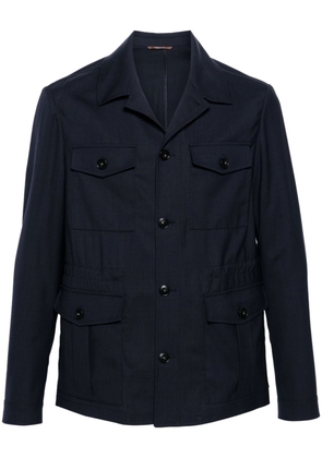 Canali button-up wool military jacket - Blue