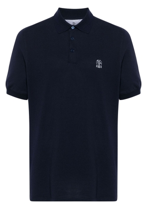 Brunello Cucinelli logo-print cotton polo shirt - Blue