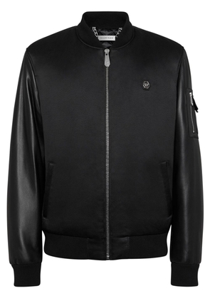 Philipp Plein Skull panelled bomber jacket - Black