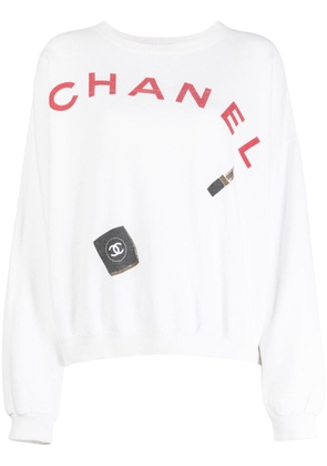 CHANEL Pre-Owned 1990s logo-print cotton sweatshirt - White
