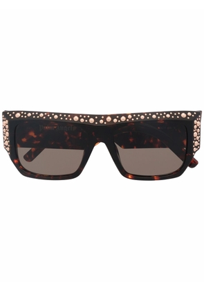 Palm Angels Eyewear Casablanca studded square-frame sunglasses - Brown