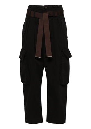 PINKO high-waist cropped cargo trousers - Black