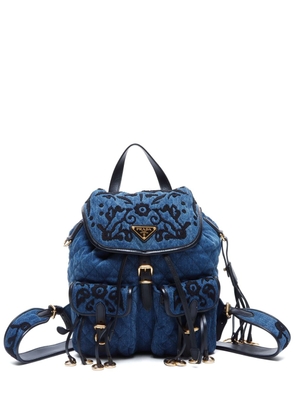 Prada Pre-Owned embroidered denim backpack - Blue