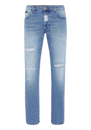Philipp Plein distressed-effect straight-leg jeans - Blue